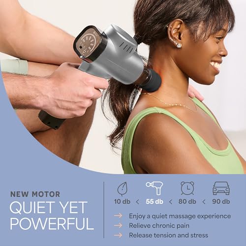 Lifepro Sonic Massage Gun Percussion Muscle Massager, 8 Heads & 5 Speeds - color: Silver, size: Standard