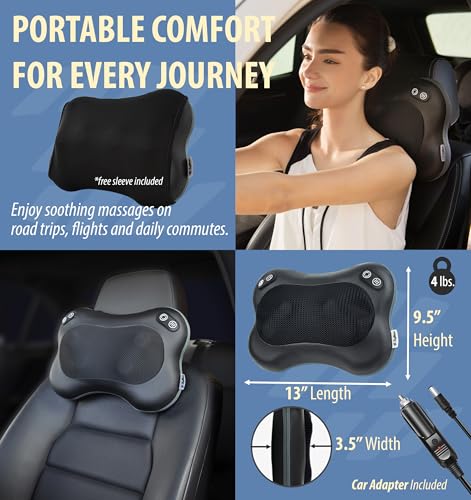 Zyllion ZMA-34 Back and Neck Massager with Heat for Pain Relief, Black - color: Zma-34: Black (2 Speeds)