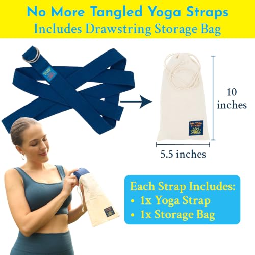 Extra-Wide 2 Inch Cotton Yoga Strap: Stretching, Physical Therapy, Exercise - color: Navy, size: 8 feet