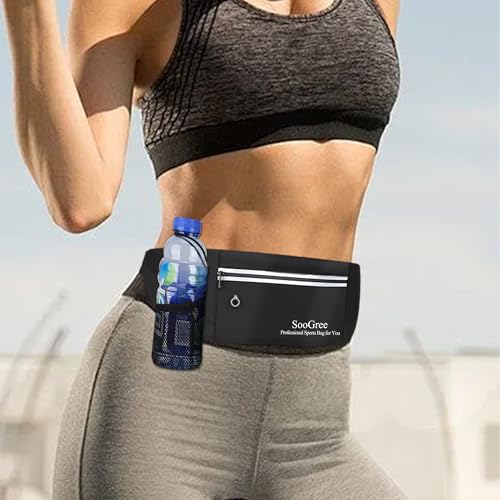 Men Women Slim Running Belt Fanny Pack,Zipper Waterproof Running Waist Pack,Ultra Light Reflective Phone Holder,Sport Workout Exercise Belt Bag for Running Walking Cycling Camping Gym (GSP1198-Red) - color: GSP1198-Red