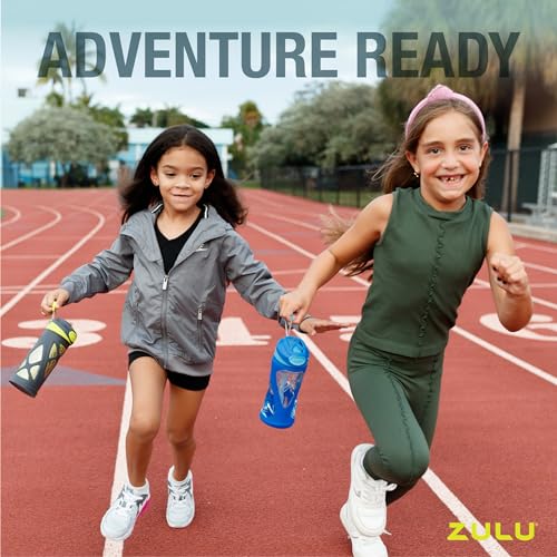 ZULU Torque 16oz Plastic Kids Water Bottle with Sleeve, 2 Pack, Frosting - color: Pink, size: 16 Ounces, style: 2 Packs