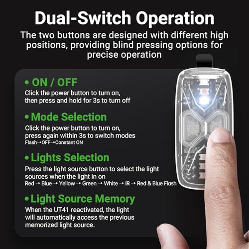 NEXTORCH UT41 Tactical Military Safety Light - Multi-Color Output Including IR - Solid & Beacon Modes - MOLLE & Universal Compatibility