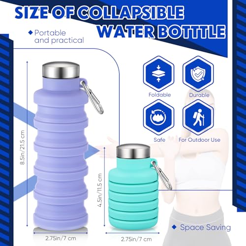 Baderke 2 Pcs Collapsible Water Bottles, 17oz, Green, Purple - color: Green, Purple