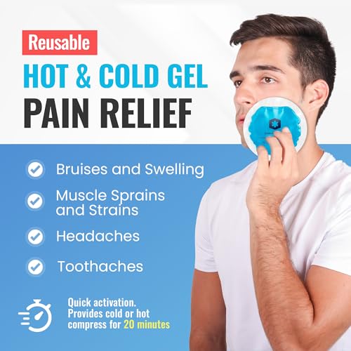 ICEWRAPS 4 inches Round Reusable Ice Packs with Cloth Backing, 5-Pack Blue - color: Blue
