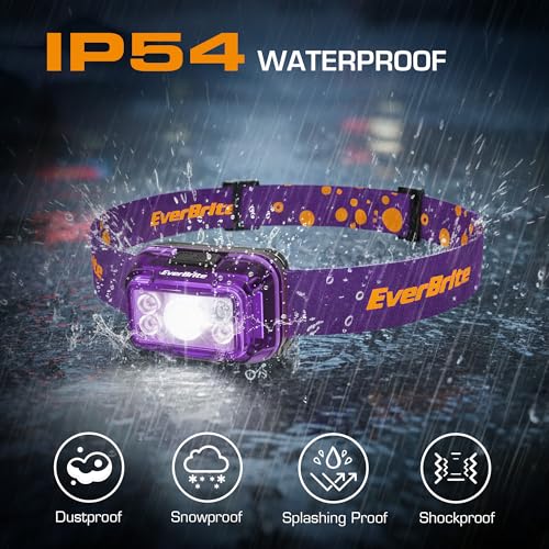 EverBrite Rechargeable Headlamp, 2 Pack Head Lamp for Kids & Adults - color: Deep Purple