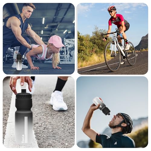 TooLe Bike Water Bottle 24oz, Squeeze Water Bottle Leakproof BPA Free - color: A-Black