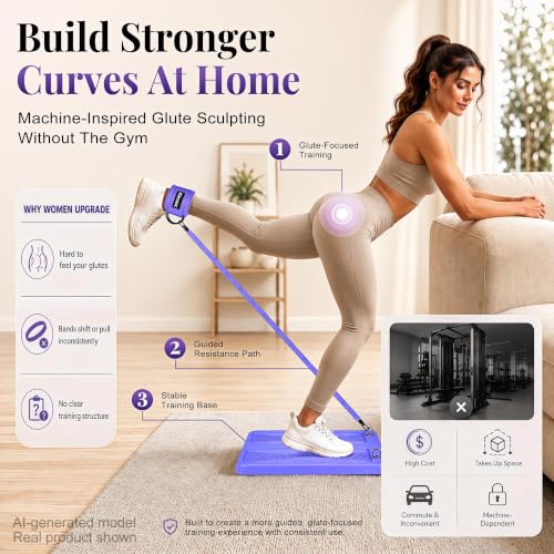 Glute Workout Equipment, Ankle Resistance Bands with Cuffs & Fabric Bands Set for Women, Exercise Board for Kickbacks,Glutes, Hip Thrusts, Thighs & Legs Workout,Portable Home Gym Fitness