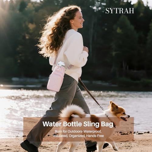 SYTRAH Water Bottle Bag Crossbody，Insulated Holder Purse - color: Pink