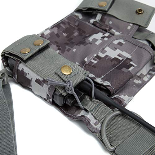 Radio Shoulder Holster Chest Harness Holder Vest Rig for Two Way Radio Chest Front Pack Pouch Walkie Talkie Case with Front Pouches for Kenwood Arcshell Retevis Baofeng UV-5R F8HP UV-82 888S(Camo) - color: camo