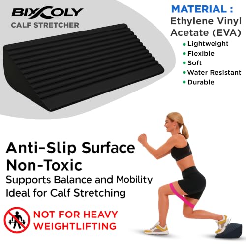 Calf Stretch Board I Slant Board For Calf Stretching & Calf Raise Block for Relief of Plantar Fasciitis, Achilles Tendonitis & Calf Tightness | Calf Stretcher with 5 Resistance Bands & Carry Bag I Ankle Balance Board & Ankle Exerciser Strengthener