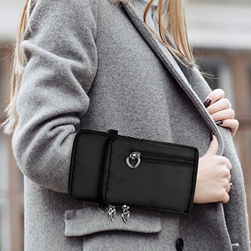 Women Cell Phone Purse Wristband Sport Armband Wallet Travel Crossbody Cell Phone Purse for Galaxy S10 Plus S9 Plus A50 A7 J7,OnePlus 6T,HTC U12 (Black) - color: Black