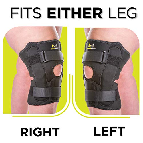 BraceAbility Obesity Hinged Knee Pain Brace - Overweight Men and Women's Wraparound Plus-Size Support for Osteoarthritis, Joint Pain, Ligament Weakness, Medial and Lateral Kneecap Instability (4XL) - size: 4X-Large