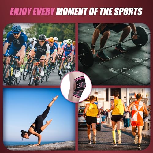 1 Pack Knee Brace for Women, Compression Sleeve with Strap (M Pink) - color: Pink, size: Medium