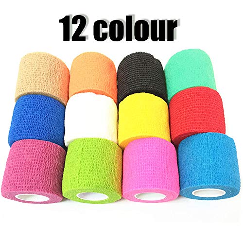12 Pack Self Adhesive Bandage Wrap, 2" x 5 Yards, Cohesive Athletic Tape - size: 2x180 Inch (Pack of 12)