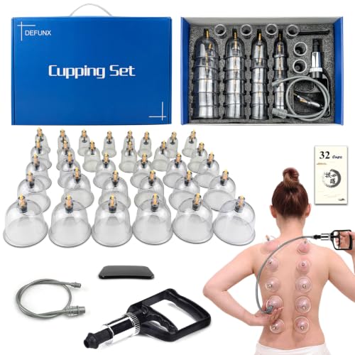 DEFUNX Cupping Set, 32 Cups Cupping Kit for Massage Therapy, Professional Chinese Therapy Set for Back Massage, Pain Relief - size: 32 Cups