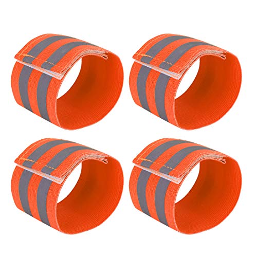 X AUTOHAUX 4 Pcs Reflective Bands for Wrist High Visibility Night Safety Cycling Riding Reflector Tape Straps Bracelet - color: Orange