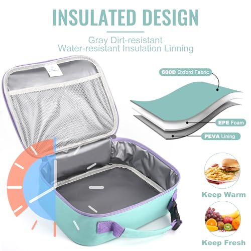 Genteen Kids Insulated Lunch Box for Boys Girls,Back to School,Office - color: C-1pk Light Green
