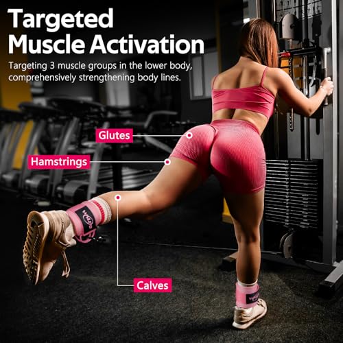 Ankle Straps for Cable Machines, Leg Straps for Glute Kick Back Accessories - color: Pink