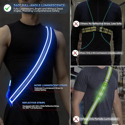 ChalkLit LED Reflective Night Running Gear High Visibility LED Flashing Sash - color: Blue