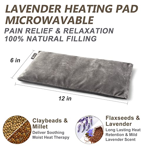 RelaxCoo Microwave Heating pad with Washable Cover 6 * 12" Microwavable Heat Pad for Neck Shoulder, Cramps, Back Pain Relief, Warm Compress Bean Bag Moist Heat Pack for Muscles, Joints, 2 Pack - style: Grey 2 Pack