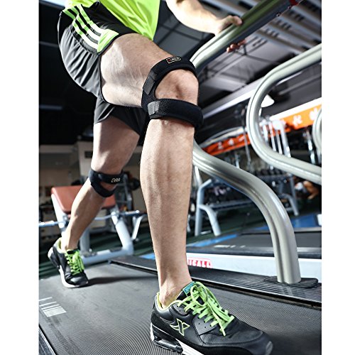 HUEGLO Knee Brace Dual Patella Knee Strap for Knee Pain Relief,Black