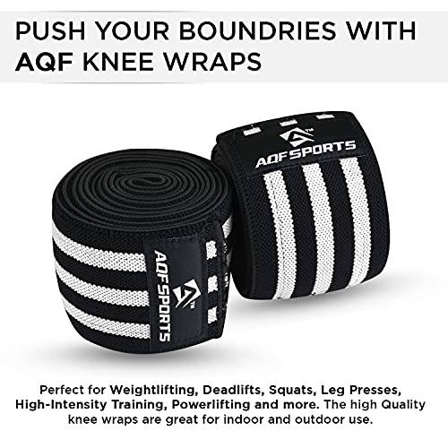 AQF Knee Wraps for Weightlifting Bandage - 78" IPL & USPA Approved (Pair) - color: Blk & Wht