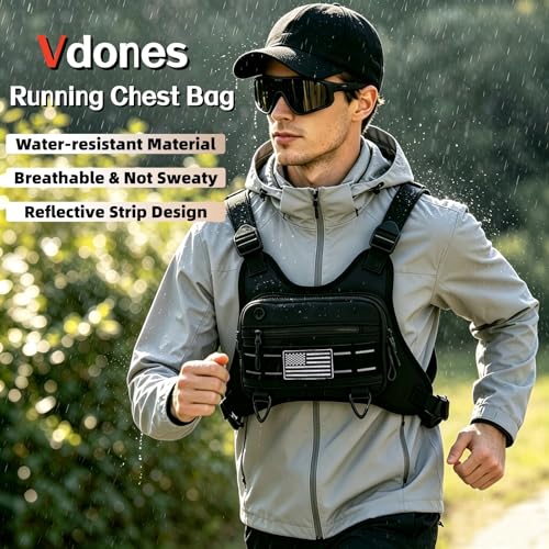 Running Chest Bag Tactical Running Vest with Pistol Holster Versatile Motorcycle Chest Pouch CCW Chest Pack