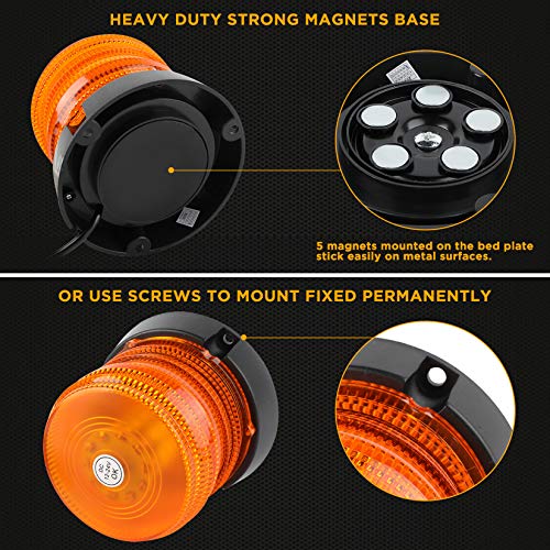 ASPL LED Warning Flash Beacon Lights, 60 LED Amber Warning Safety Flashing Strobe Lights with Magnetic and 16 ft Straight Cord for Vehicle Truck Tractor Golf Carts UTV Car Bus,12V-24V - size: 1PCS