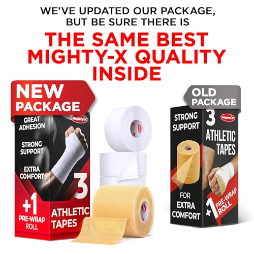 Premium White Athletic Tape for Injuries - 3 Pack with Pre-wrap - Easy Tear & No Sticky Residue - Sports Zinc Oxide Tape - Ankle, Wrist, Fingers - Ideal for Soccer, Gymnastics, Boxing