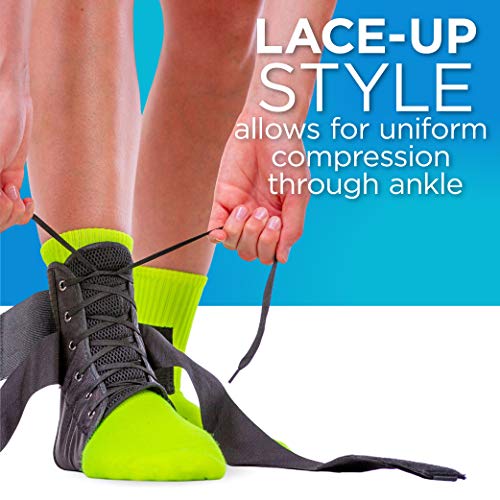 BraceAbility Sports Ankle Brace - Best Lace Up Figure 8 Sprained, Rolled or Twisted Active Support Wrap Stabilizer Splint for Basketball, Volleyball, Soccer, Working Out, Running Pain Treatment (S) - size: Small