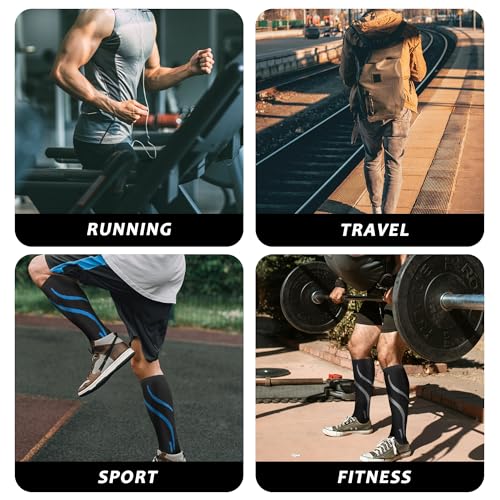 fenglaoda 3 Pairs Compression Socks for Women & Men Knee High Nurse Pregnant Cute Medical Running Travel Athletic - color: 00-3pairs-16, size: Large-X-Large