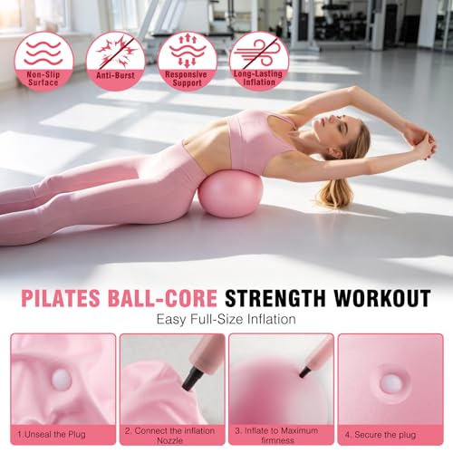 Pilates Kit for Home Workouts, 19-Piece Full Body Fitness Equipment Set with 14.5" Pilates Ring, 9.8" Exercise Ball, Resistance Bands, Core Sliders & Ankle Weights for Women and Beginners