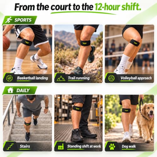 Patella Knee Strap for Running, Fitness, Stairs Climbing/Adjustable Patellar Tendon Support Band for Basketball, Athletics by Paragon Sports/Pain Relief Brace for Jumper's Knee and Chondromalacia