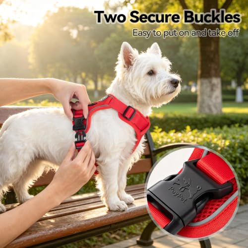 PoyPet Mesh Dog Harness, Reflective Breathable Puppy Vest for Small Dogs - color: Red, size: XS