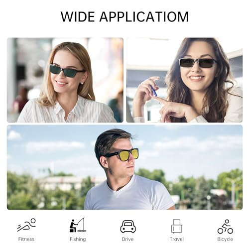 HIBLOKS Polarized Clip-on for Ray-Ban Meta Wayfarer (Large 53-22, Black) - size: Large, Black, Matte Black Frame