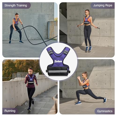 ZELUS Weighted Vest for Men Women,Adjustable 4-32lb Vest, Removable Weights - color: Violet, size: 4-10 lb.
