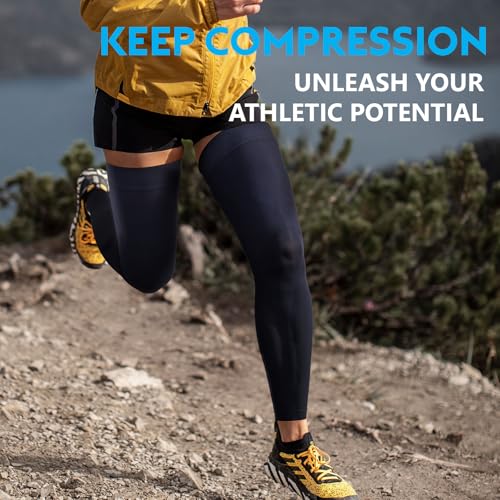 KEKING Full Leg Compression Sleeves, 20-30mmHg Graduated, Unisex, Running - color: Navy Blue, size: 3X-Large