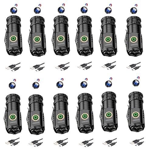 UNROEVS 12 Packs Mini Flashlights Bulk 2550 Lumens with Magnetic Base - size: G