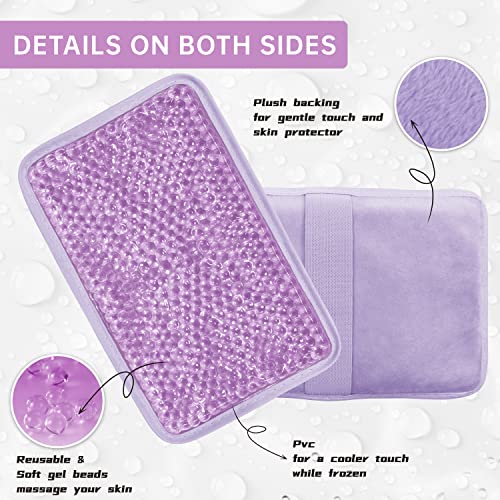 Gel Ice Pack for Injuries Ice Bag with Strap-2 Pack Reusable Hot Cold Pack - color: Purple-2 Pack