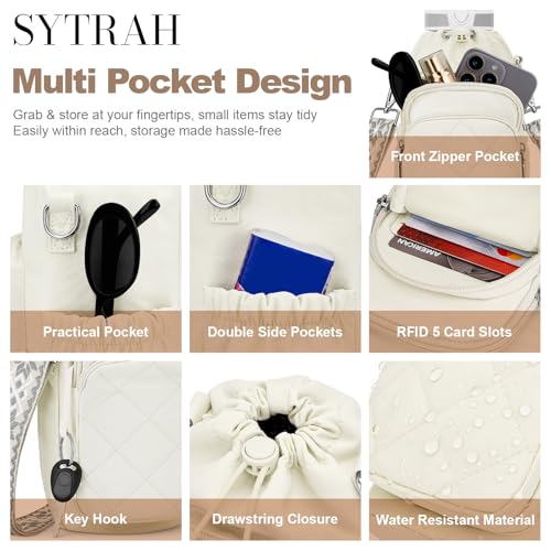 SYTRAH Water Bottle Bag Crossbody，Insulated Holder Purse - color: White