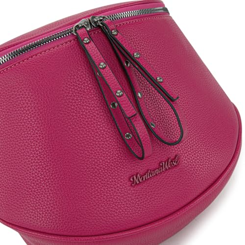 Montana West Crossbody Bag for Women, Vegan Leather Bum Bag with Coin Purse - color: Hot Pink