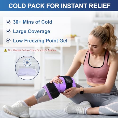 APEXUP Ice Pack for Knee Pain Relief, Large Reusable Wrap After Surgery, Flexible Gel Cold Pack for Injuries, Pain Relief for Back, Shoulder, Elbow, Ankle and Leg (Purple, XXL, 1PK) - size: 2X-Large-1PK, style: Purple