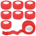 8 Pack 1 in x 5 Yards Cohesive Wrap Self Adhesive Bandage Wrap Elastic Self Adherent Wrap Self Stick Vet Tape for Athletic, Wrist, Ankle, Knees, Pets (Red) - color: Red, size: 1 Inch