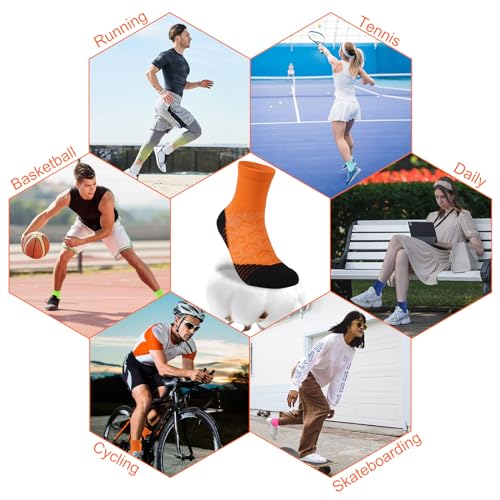 NIcool Cycling Socks For Men, 1/3 Pairs Bright Seamless Compression Running Crew Socks Youth Cushioned Tennis Quarter Socks - color: 3 Pairs Orange