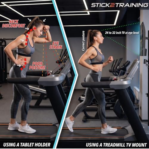 Extra Tall (72”)TV Stand for Treadmill, Exercise Bike & Elliptical – Adjustable VESA Floor Mount for 24-32" TVs – Turn Any Workout Into Screen Time, Never Skip a Training Session Again