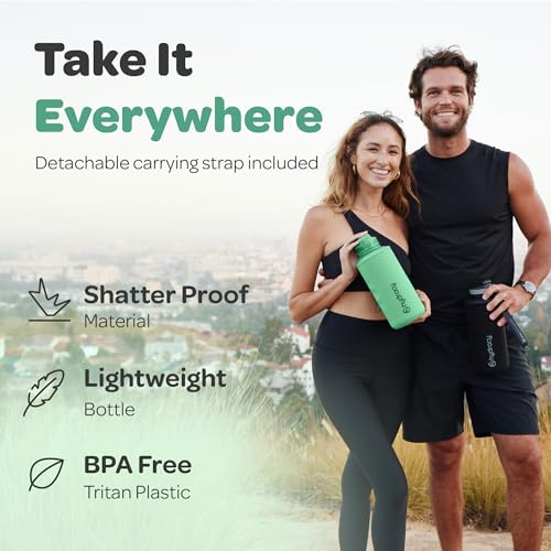 Hydracy 2L Large Water Bottle, Shatterproof, BPA Free Tritan Plastic, Leakproof, Zero Condensation, With Detachable Carry Strap, Spillproof Lid, Convenient Silicon Spout, Ideal for Gym, Yoga - color: Aqua Green, size: 64 oz