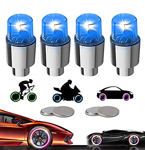 4 Pack LED Valve Stem Caps Lights for Car Tires Wheel Assemblies Light up Air Neon Bicycle Motorcycle Tyre Bike Truck Golf Cart for Kids Men Women(Blue) - color: 4-Blue