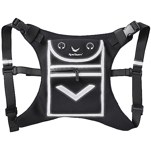 Runtasty Running Mini Backpack Vest for Men & Women, Reflective Phone Holder, Fits Any Phone & iPad Mini, Lightweight Gear - color: Royal Black