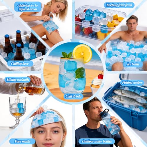 Reusable Plastic Ice Cubes, 500 Pack, 15.4LBS, with 2 Storage Bags