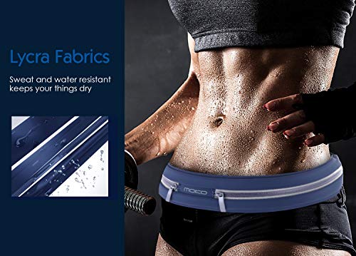 MoKo Sports Running Belt,Outdoor Dual Pouch Sweatproof Reflective Slim Waist Pack,Fitness Workout Belt Fanny Pack Compatible with iPhone 11/11 Pro Max/X/Xr/Xs Max/8/7, Galaxy Note 10/10 Plus, S20/S10 - color: Indigo